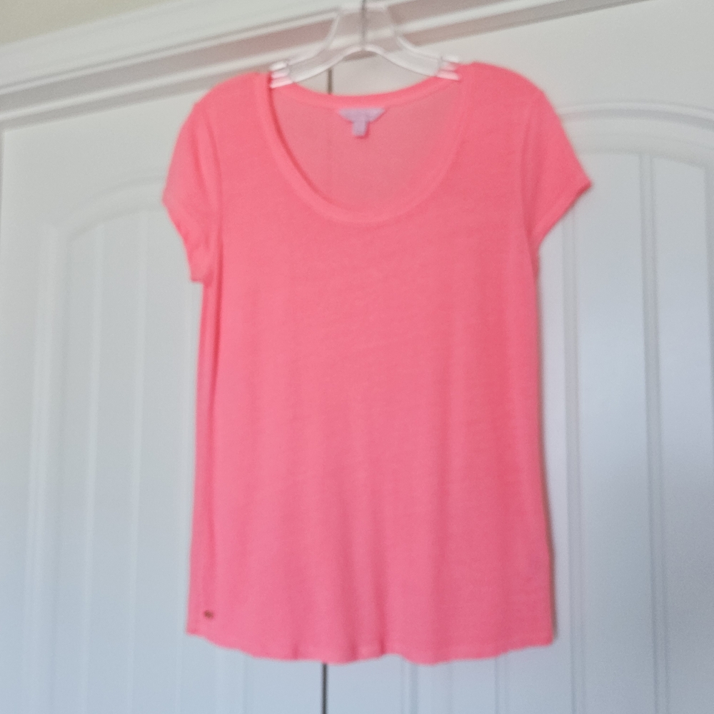 Lilly Pulitzer Pink Short Sleeve Scoop Neck Tee Size Small